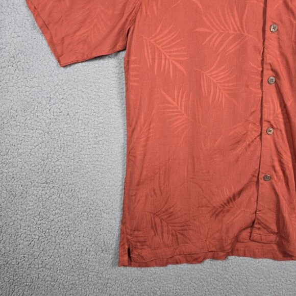 Club Room Hawaiian Shirt Mens Sz Large Brick Red Floral Camp Collar Vintage NWT - Picture 5 of 12